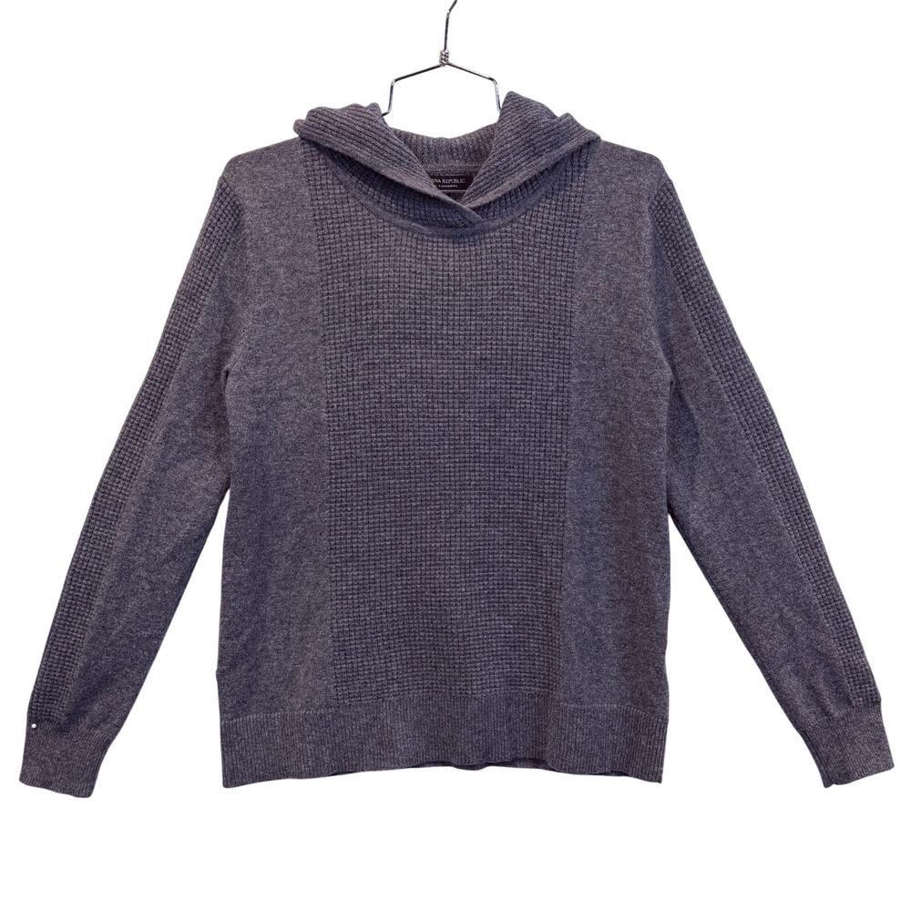 Banana Republic 100% Cashmere Waffle Knit Hoodie Sweater Size XS